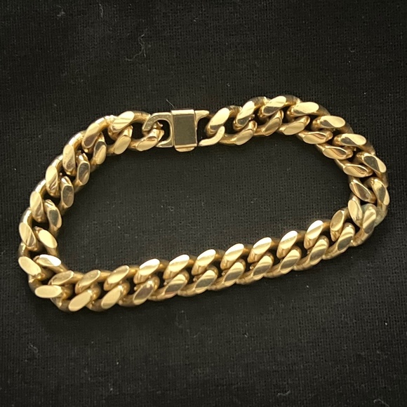 Gold Plated Unisex Cuban Link Bracelet, Vintage - Picture 6 of 7